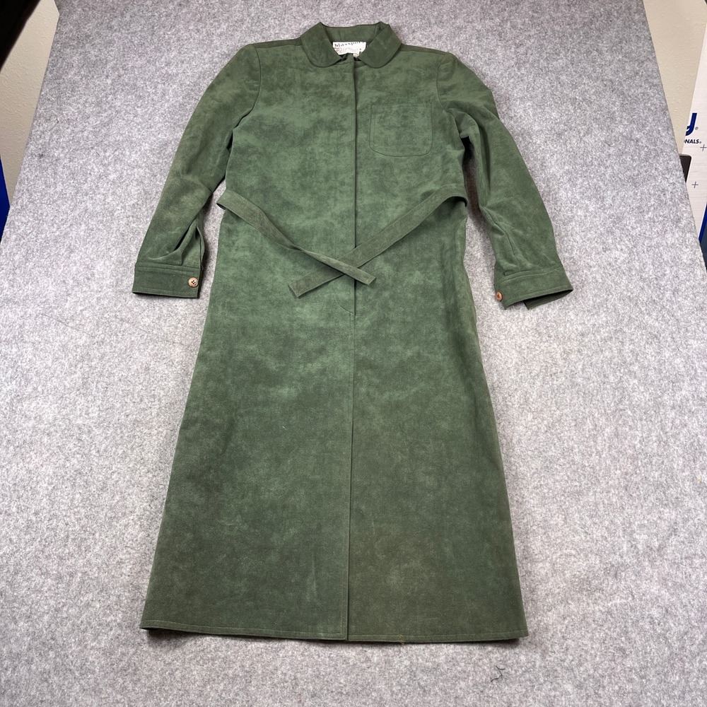 Vintage Blassport Bill Blass Ultra Suede Midi Dress Forest Green Belted 8 Disco
